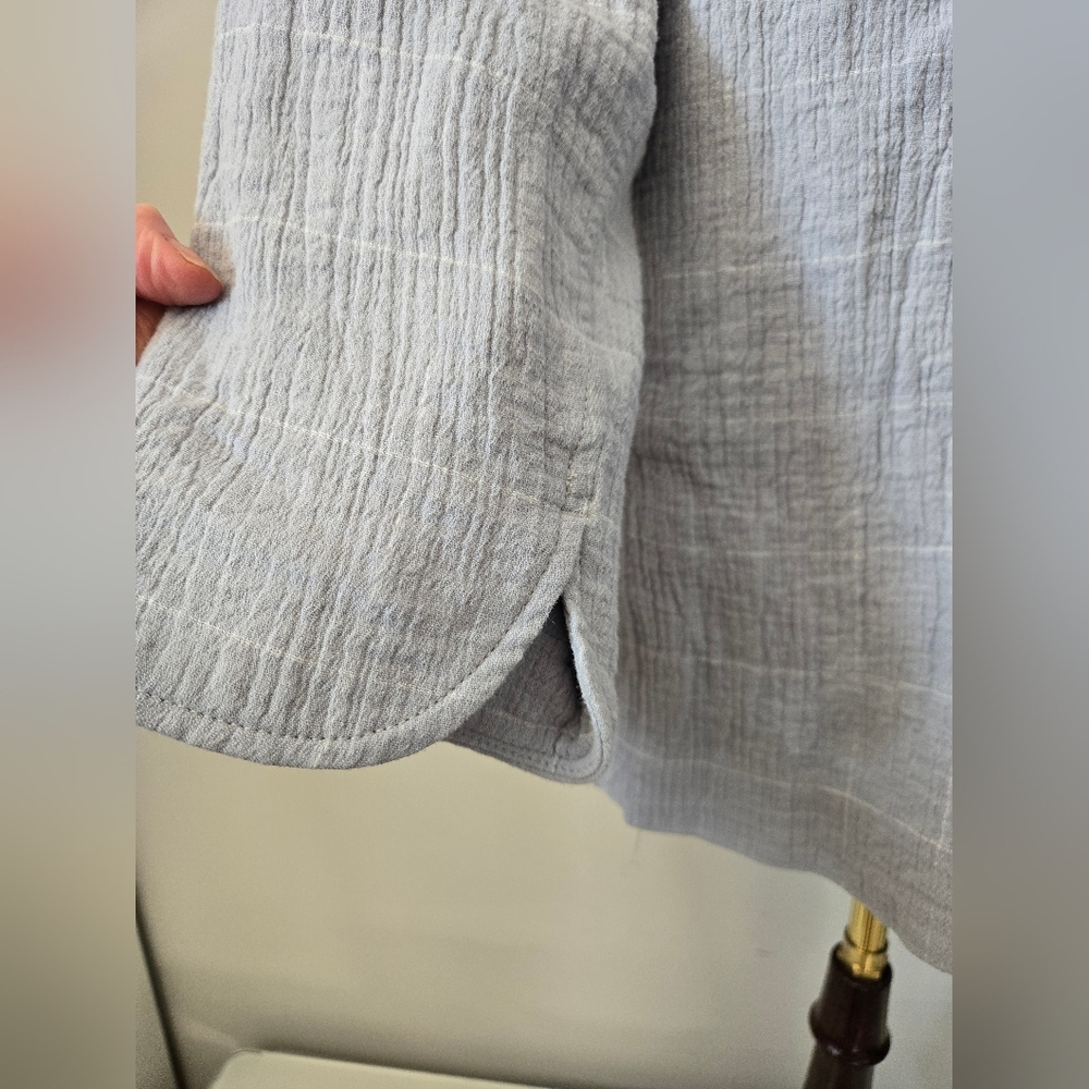 Madewell Linen And Cotton Windowpane Light Blue Jacket. Size 1X - Picture 5 of 13